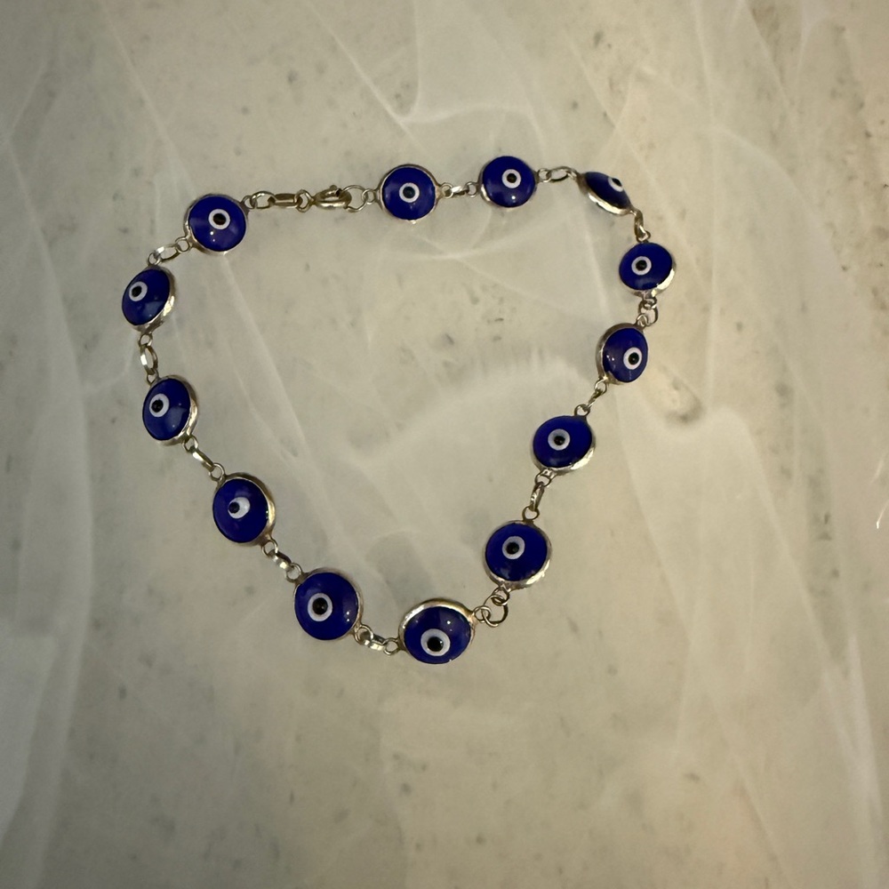 Evil Eye Bracelet in Blue and Silver